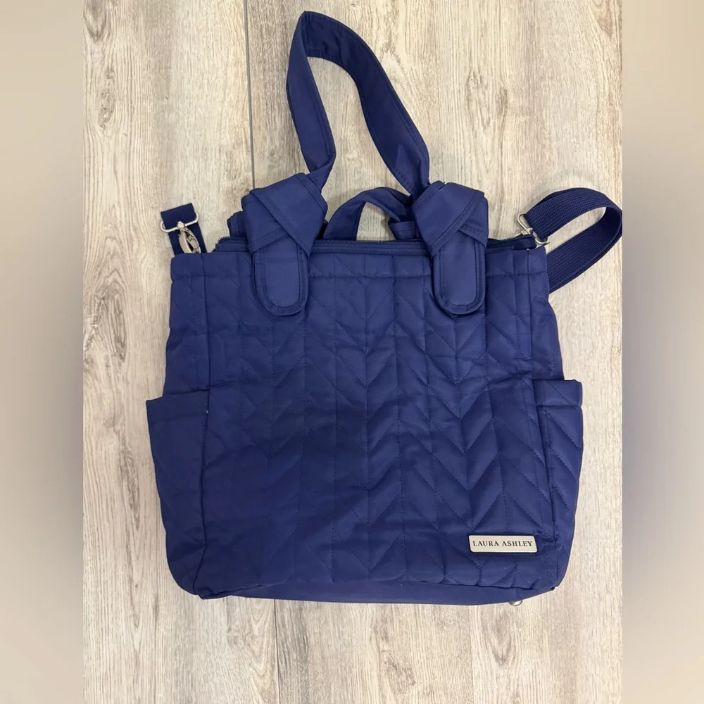 Laura Ashley Deep Blue Quilted Baby Bag